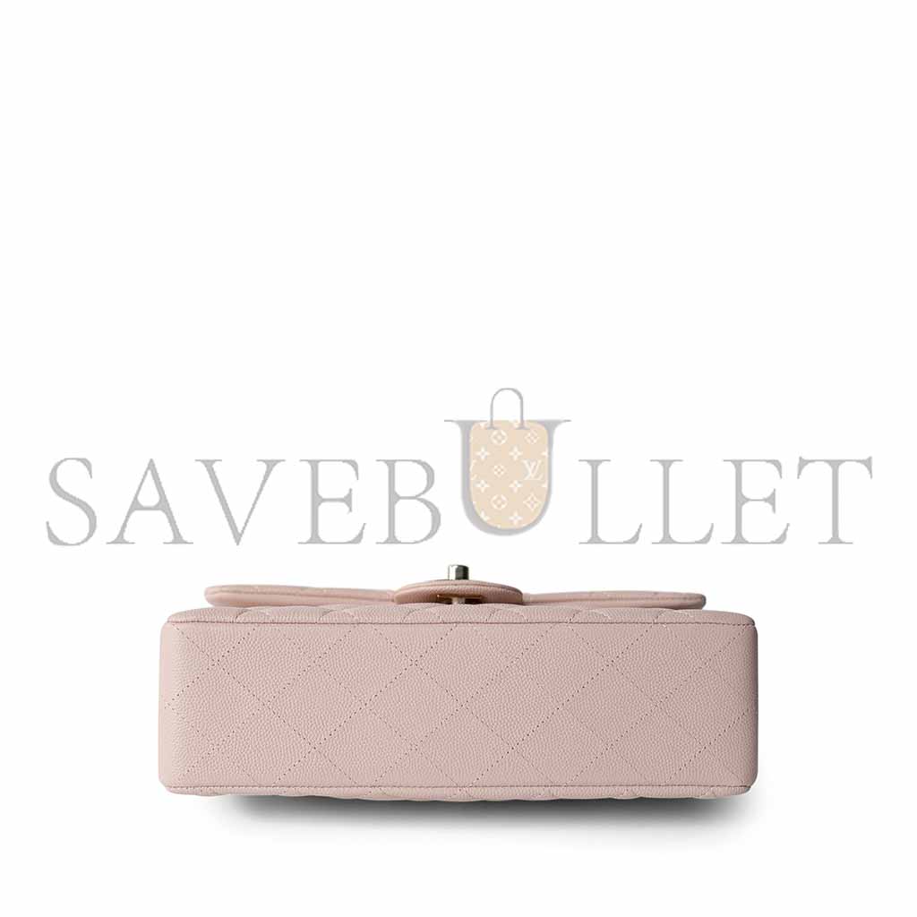 CHANEL LIGHT PINK CAVIAR QUILTED CLASSIC FLAP SMALL A37586 (23*14.5*6cm)